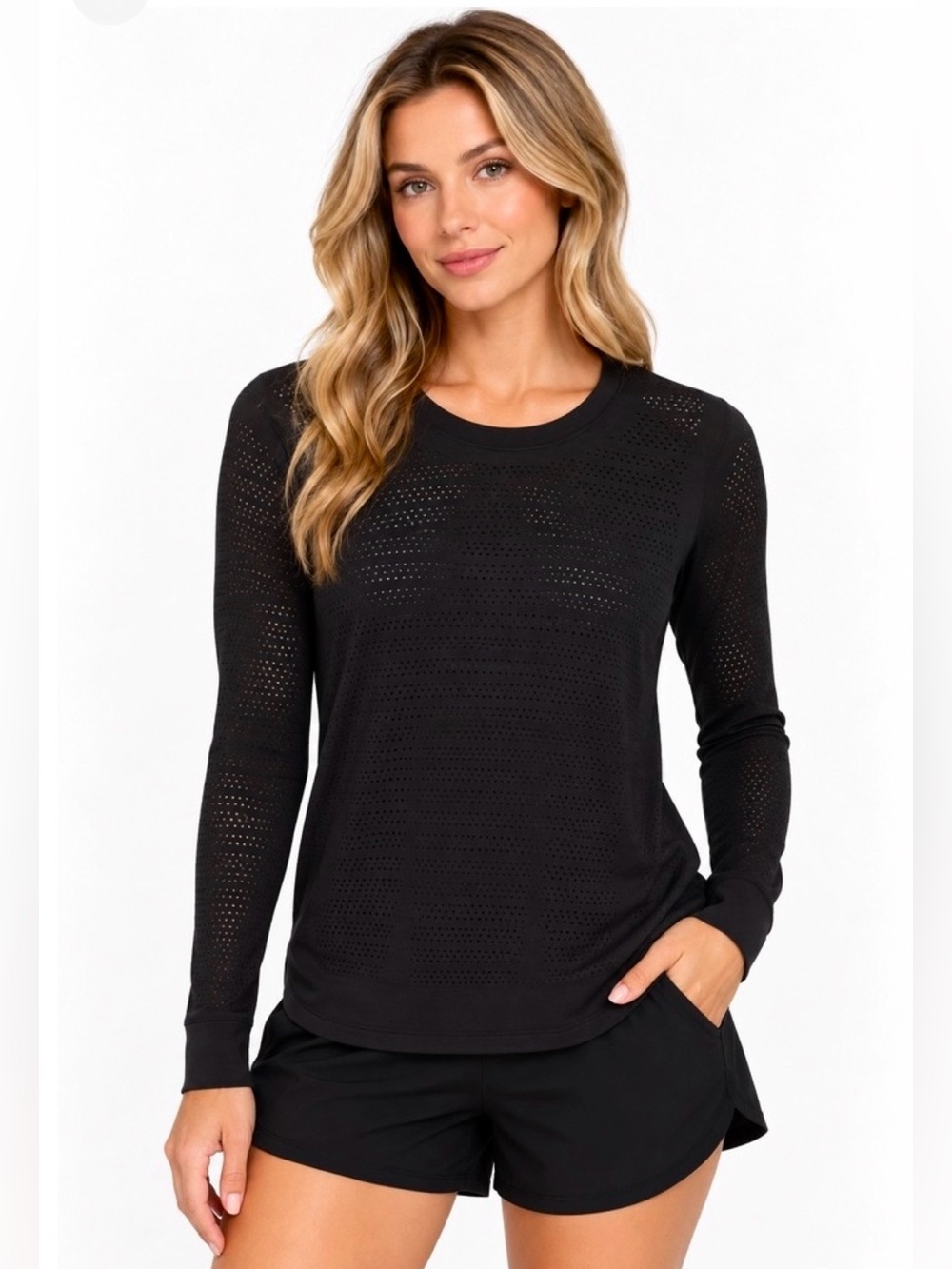 Lululemon breeze by long sleeve shirt black size 6 womens